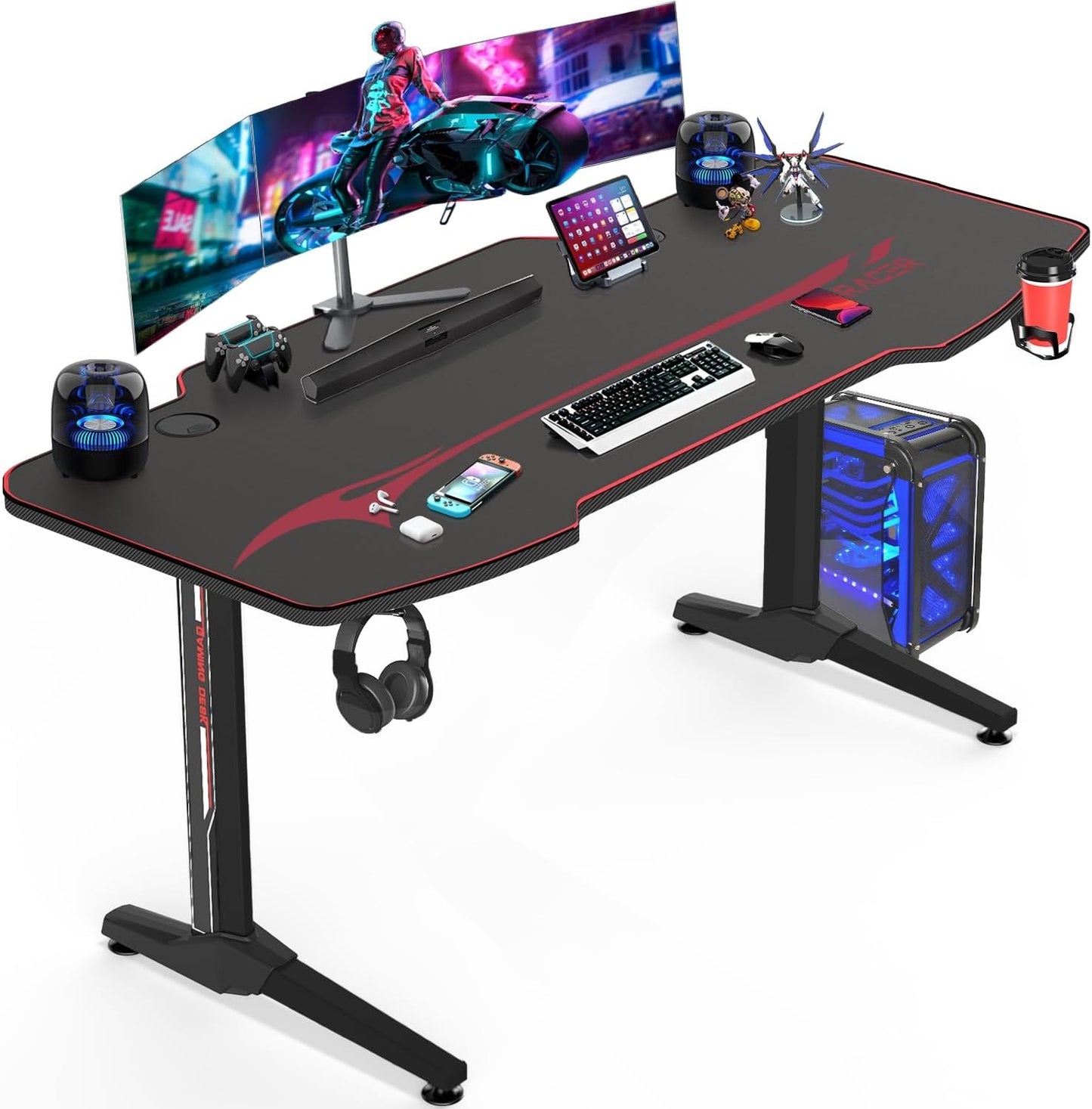 Homall Gaming Desk with Cable Tray and Headphone Hook (Black)