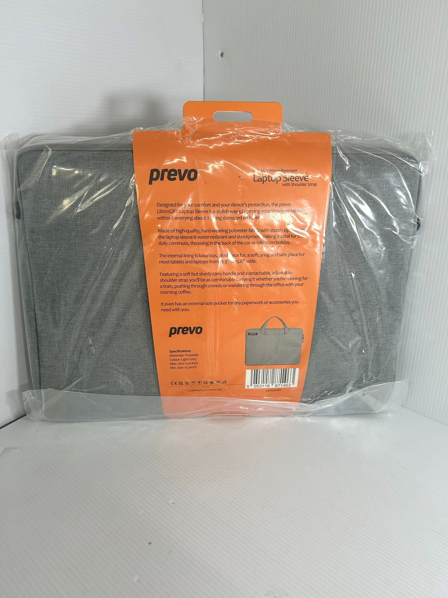 Prevo  Laptop Sleeve (15.6") – Grey